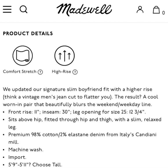 Madewell The High-Rise Slim Boy Jean Size 23 (US) - Picture 8 of 12